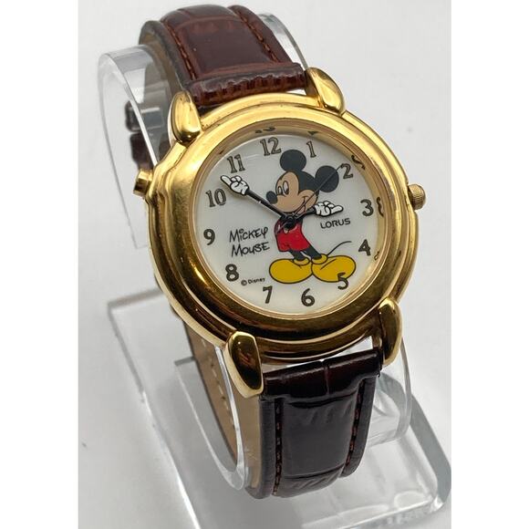 Disney Mickey Mouse Talking Lorus Watch New Battery New Adjustable Leather Band - Picture 1 of 15
